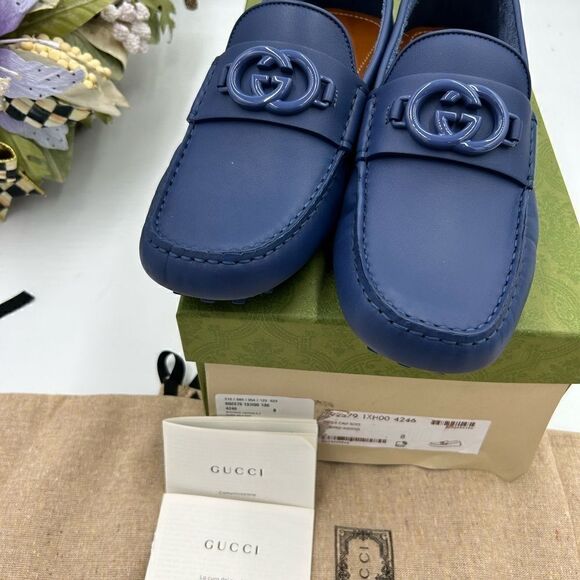 Men’s Gucci interlocking G driver loafers size 8, made in Italy main image 4